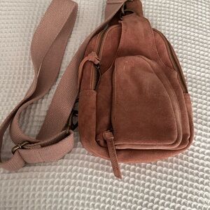 Anthropologie Dusty Rose Suede Crossbody Bag